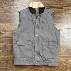 Mountain Khakis Vest Mens Small Gray Canvas Sherpa Lined Full Zip Outdoor Rugged
